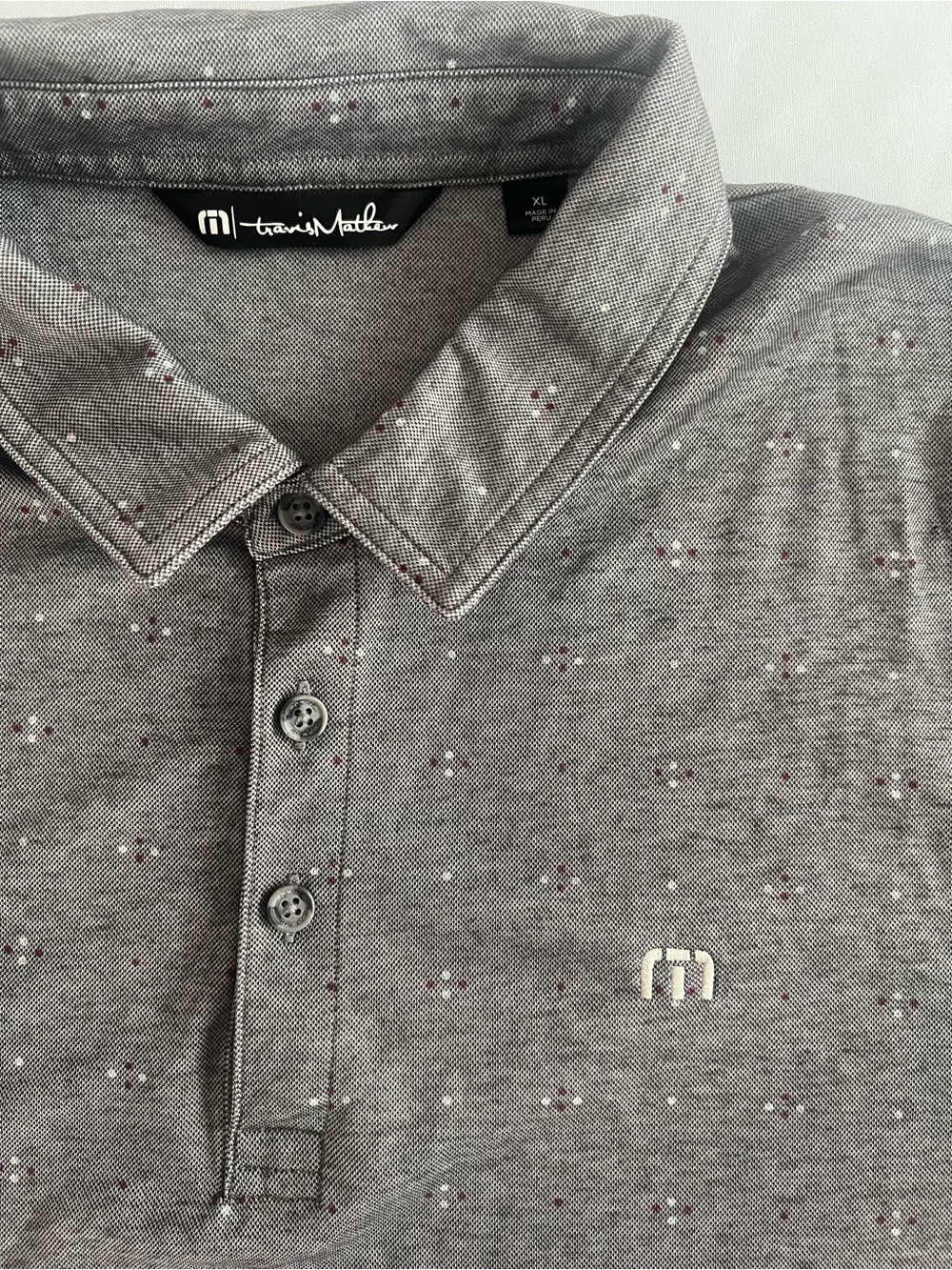 Travis Mathew Heather Gray Polo with Subtle Dot Detail